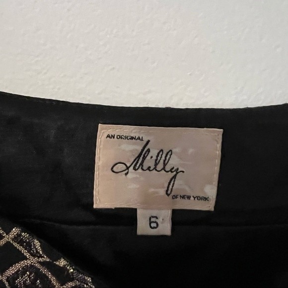 MILLY Black and Gold Babydoll Dress - Picture 8 of 9